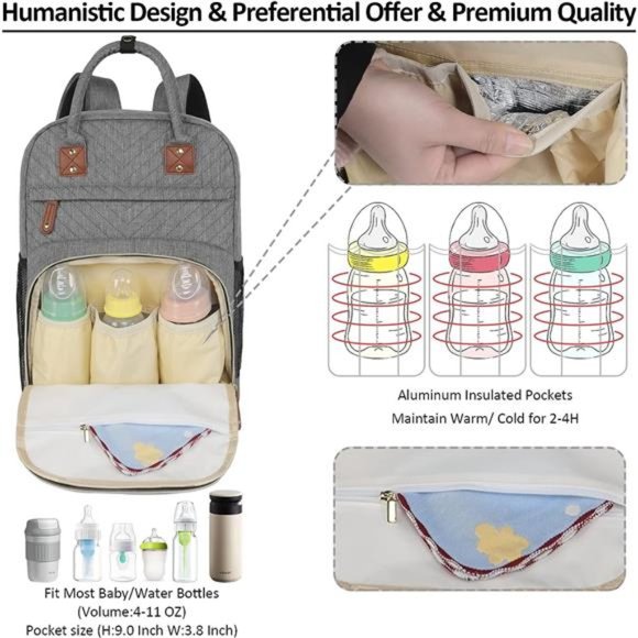 Diaper Bag Backpack Tote with Insulated Pockets Men Baby Boys Girls Newborn - Picture 6 of 6